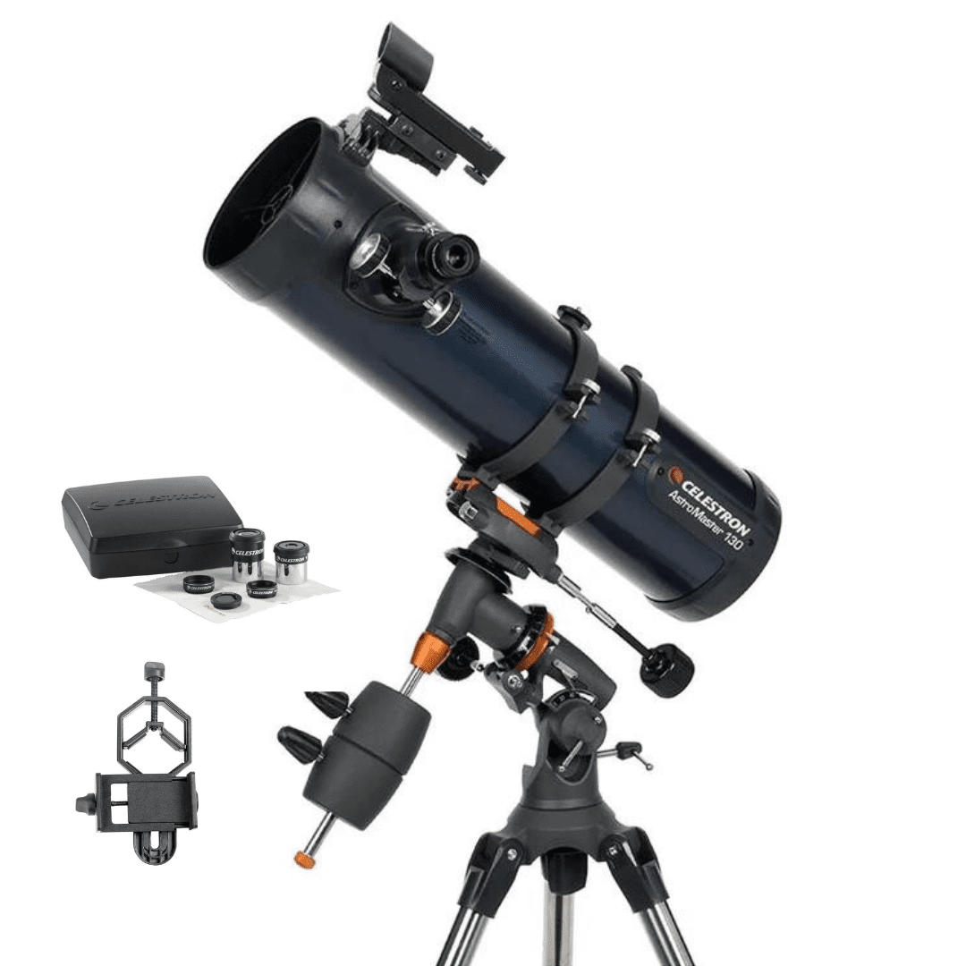 Celestron Astromaster 130EQ with Powerseeker Accessory KIT & Smartphone Adapter