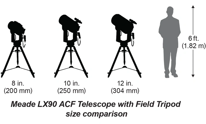 Meade 10" f/10 LX90 ACF Telescope with Field Tripod - Image 5