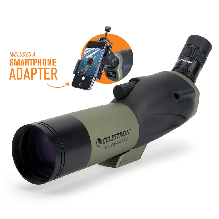 Celestron Ultima 18-55X65mm Angled Zoom Spotting Scope with Smartphone Adapter