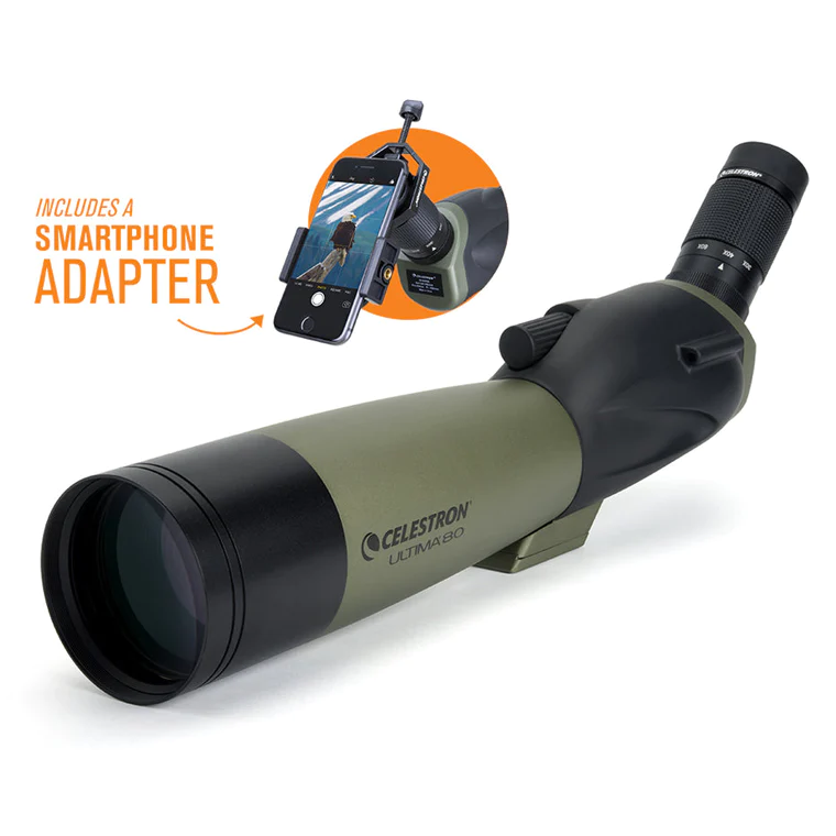 Celestron Ultima 20-60X80mm Zoom Spotting Scope with Smartphone Adapter
