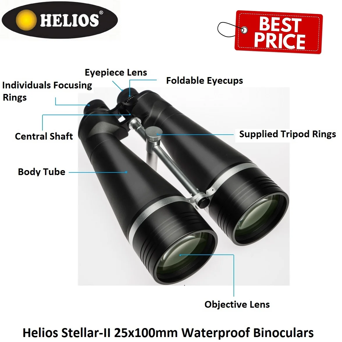Helios Stellar II 16X80 Waterproof Observation Binoculars - Image 2
