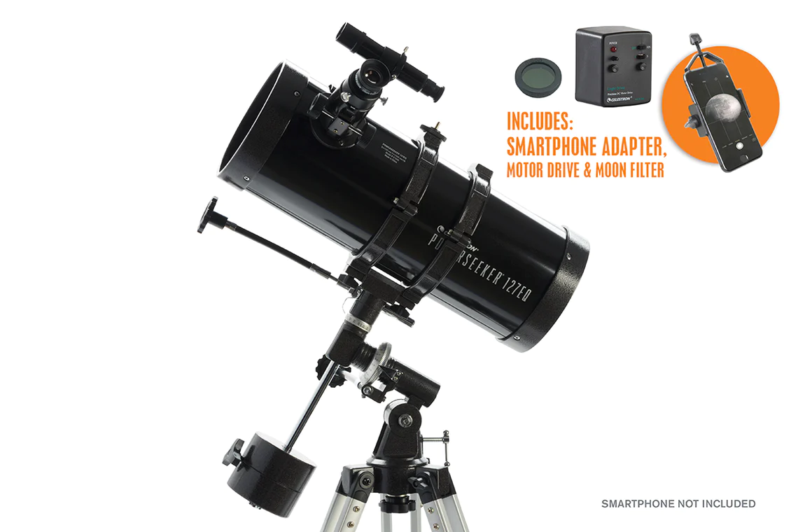 Celestron Powerseeker 127EQ with Motor drive & Smartphone Adapter