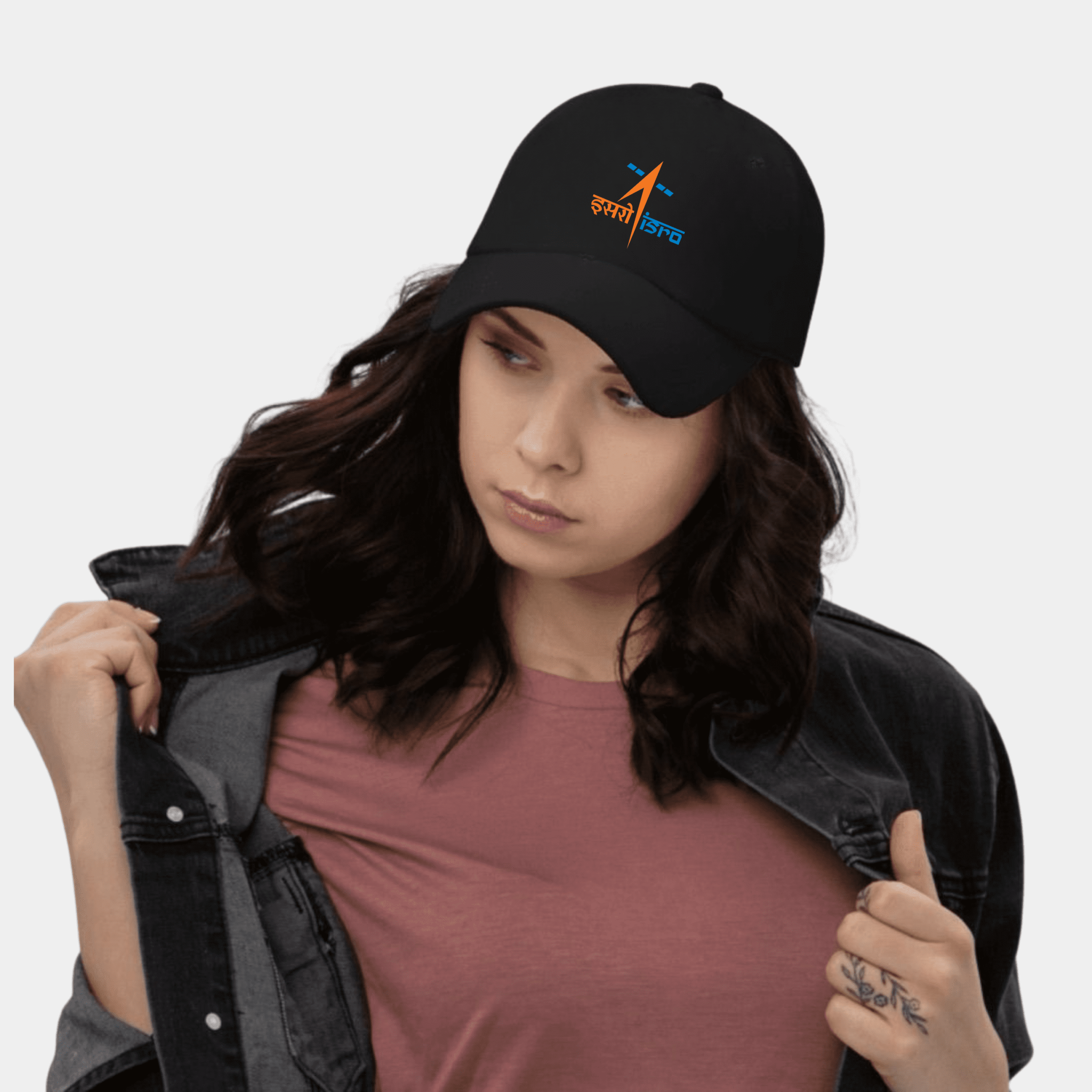 ISRO Logo Printed Baseball Cap for Men and Women, Adjustable Fit