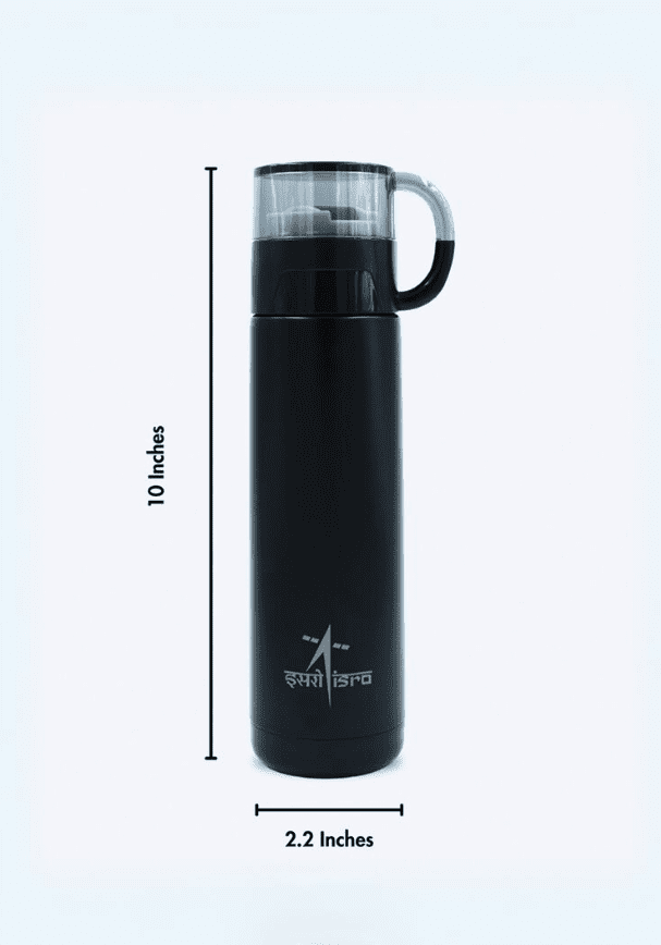 ISRO Stainless Steel Water Bottle Flask with Drinking Cup Lid - Image 3