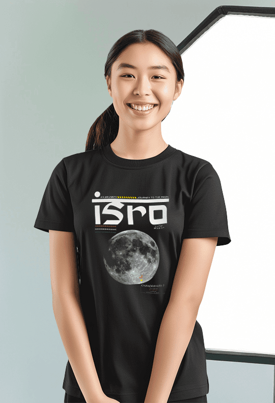 ISRO Moon Mission Round Neck Unisex T-shirt - Image 3