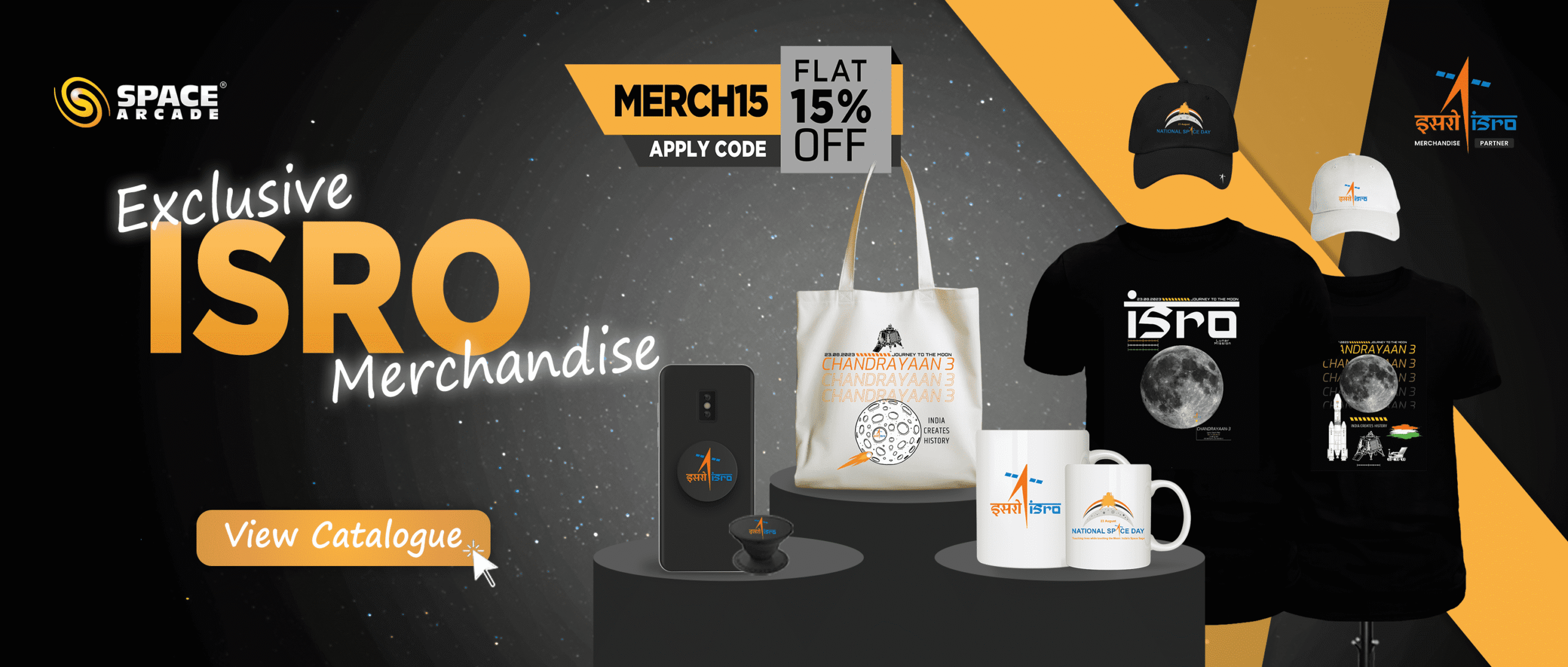 Buy Exclusive ISRO Merchandise from SPACE Arcade Discount banner