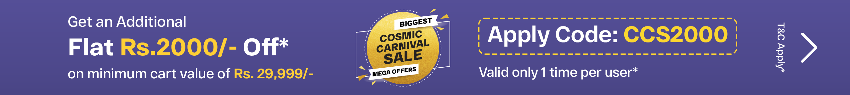 Cosmic Carnival Sale on Space Arcade - Discount Coupon Code ₹2000