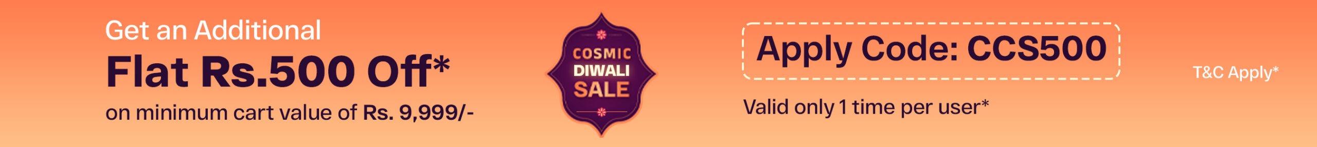 Cosmic Diwali Sale on Space Arcade Avail Discount CCS500