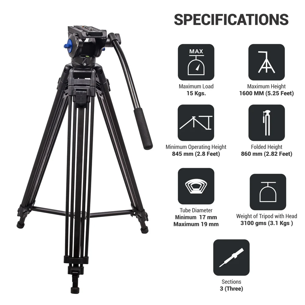 DIGITEK (DPTR 601 VD) 160CM Professional Heavy Duty Tripod - Image 3