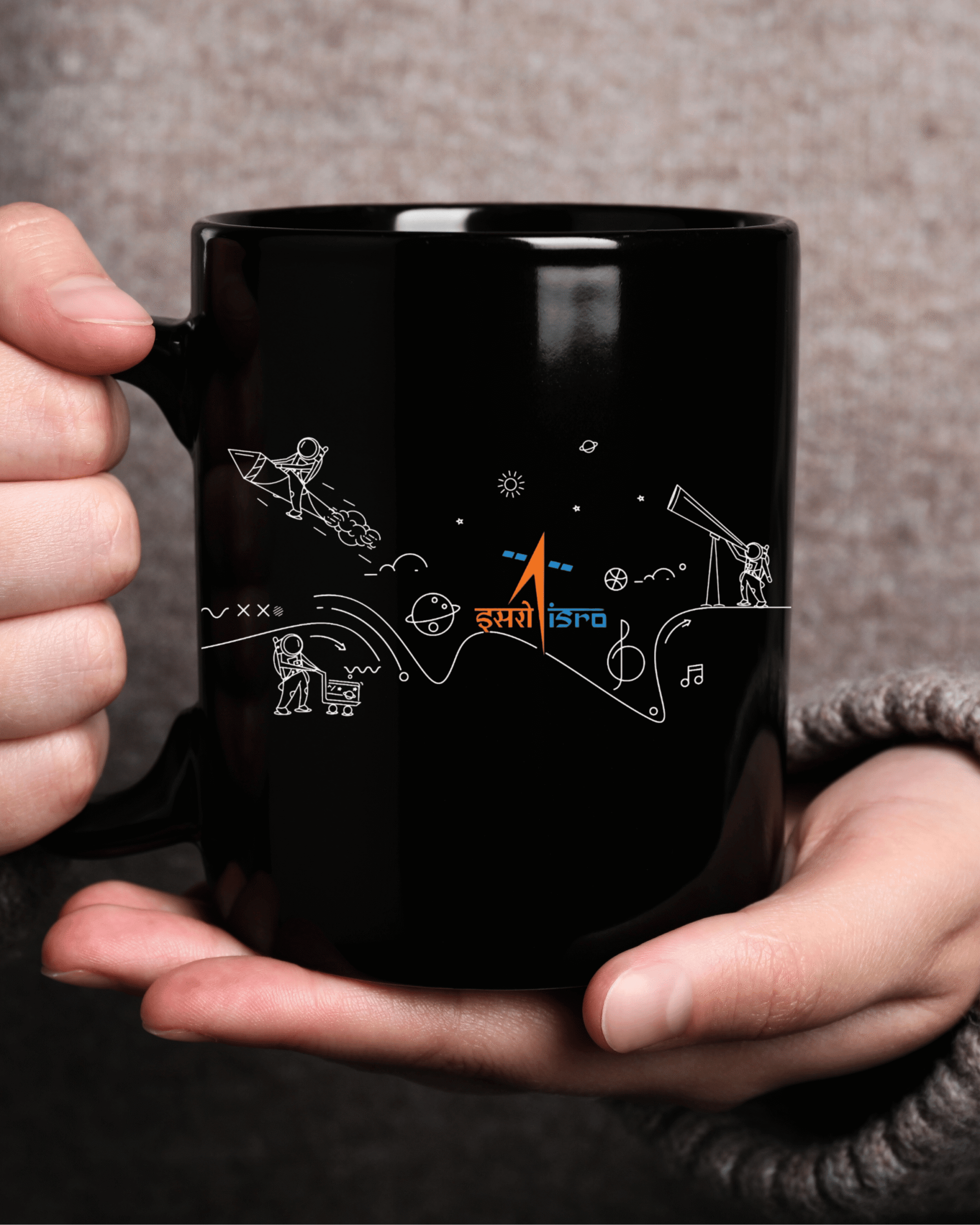 ISRO Mission Universe Black Coffee Mug