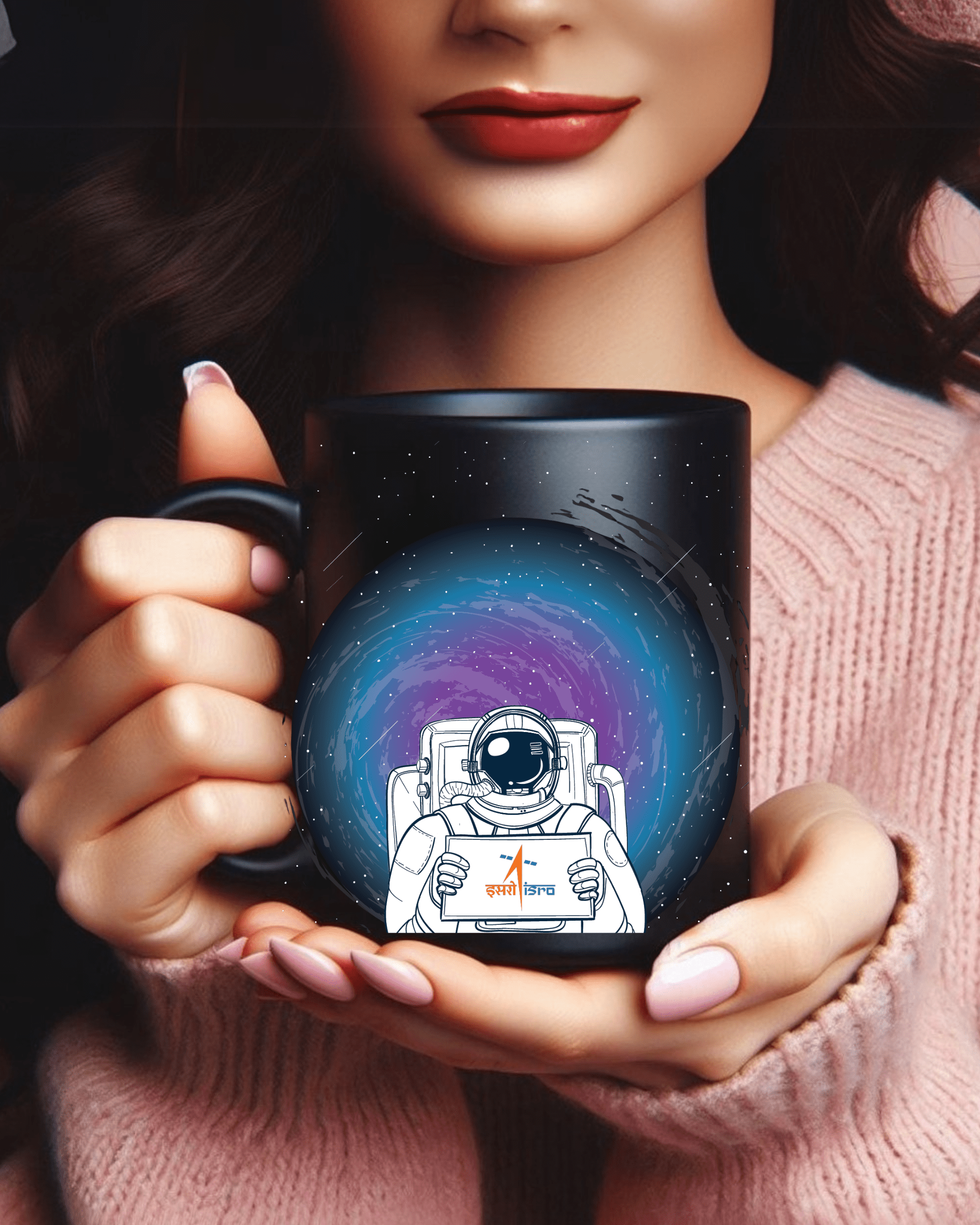 ISRO Astronaut Black Coffee Mug - Image 4