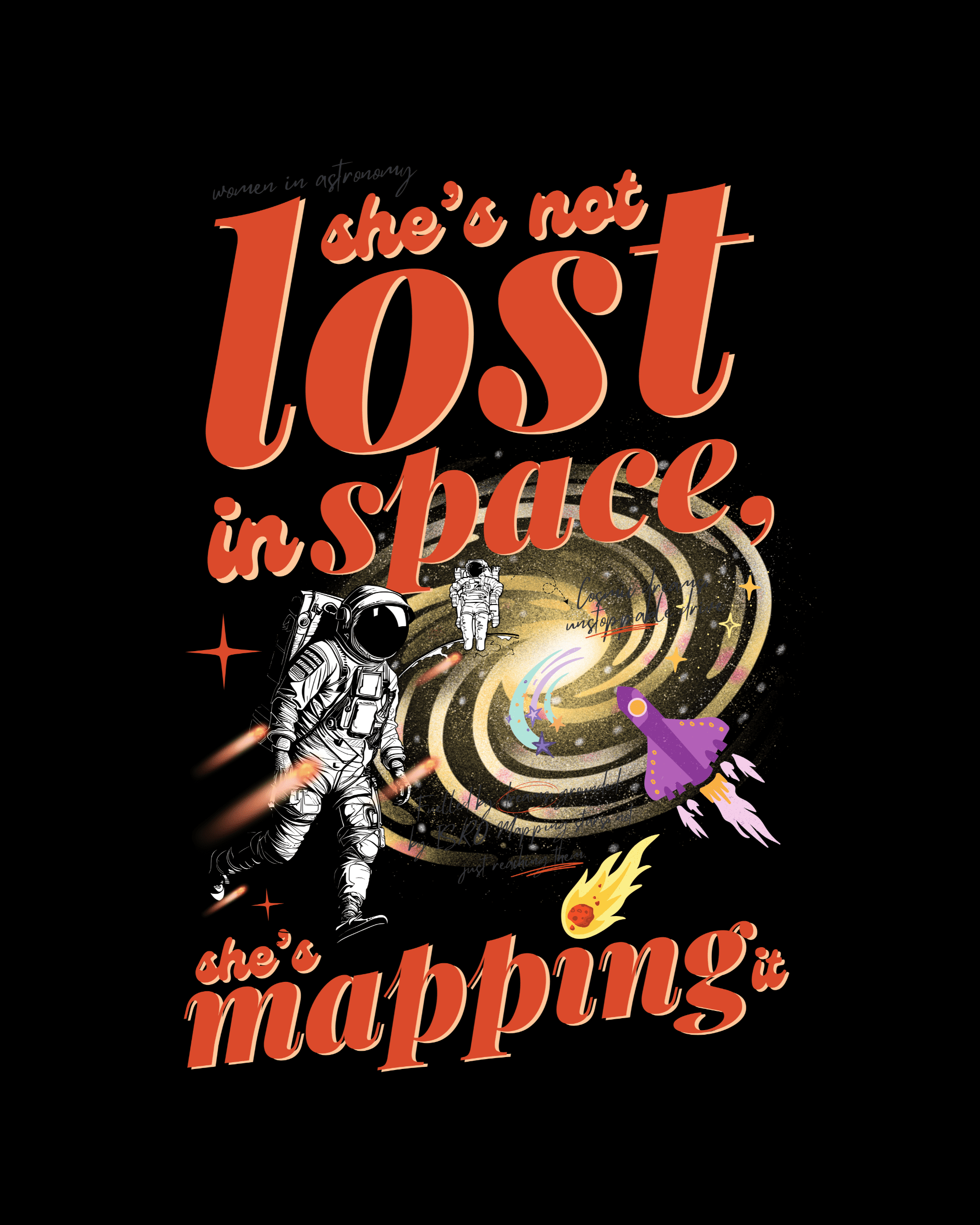 Lost in Space – Unisex Oversized T-Shirt Black - Image 3