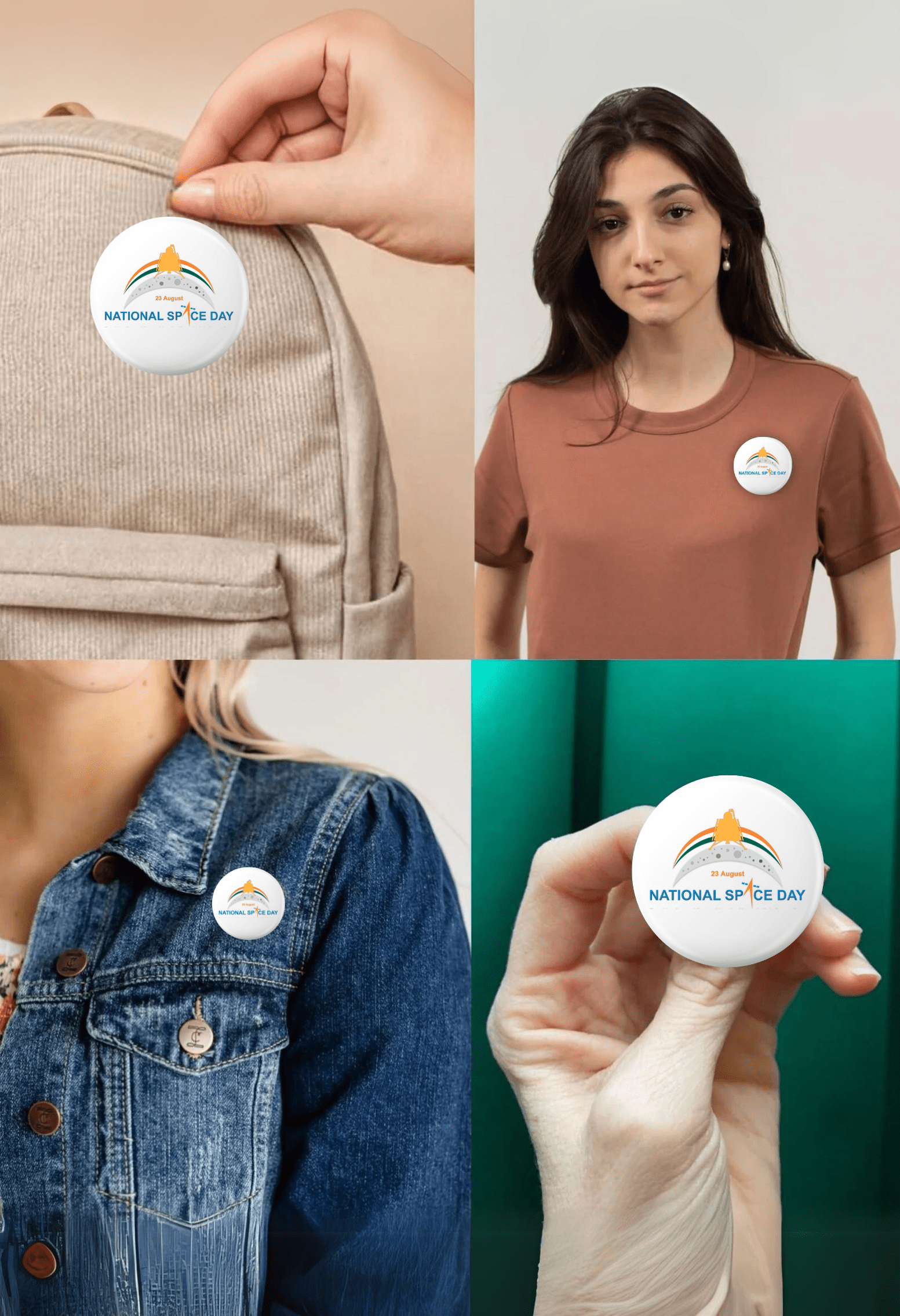 National Space Day (ISRO) Metal Pin Badges – for T-shirt, Bags, Blazer - Image 2