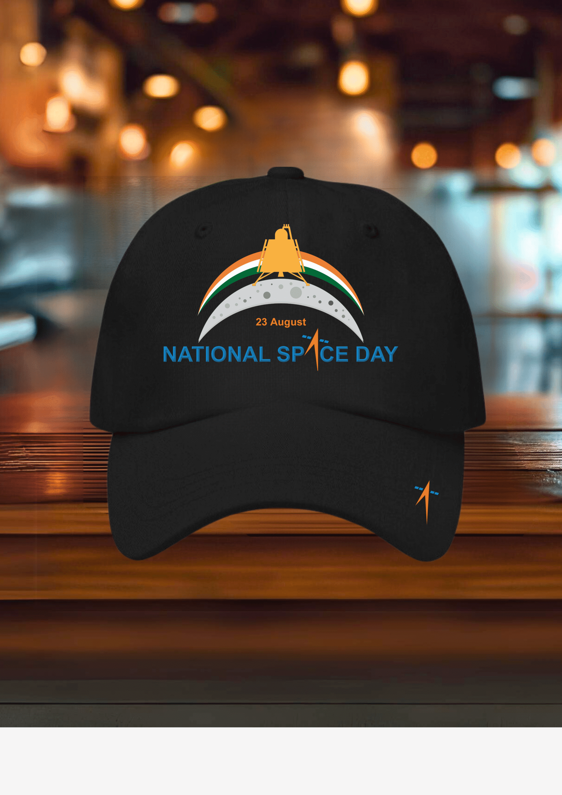 National Space Day (ISRO) Logo Printed Baseball Cap for Men and Women, Adjustable Fit (Black)