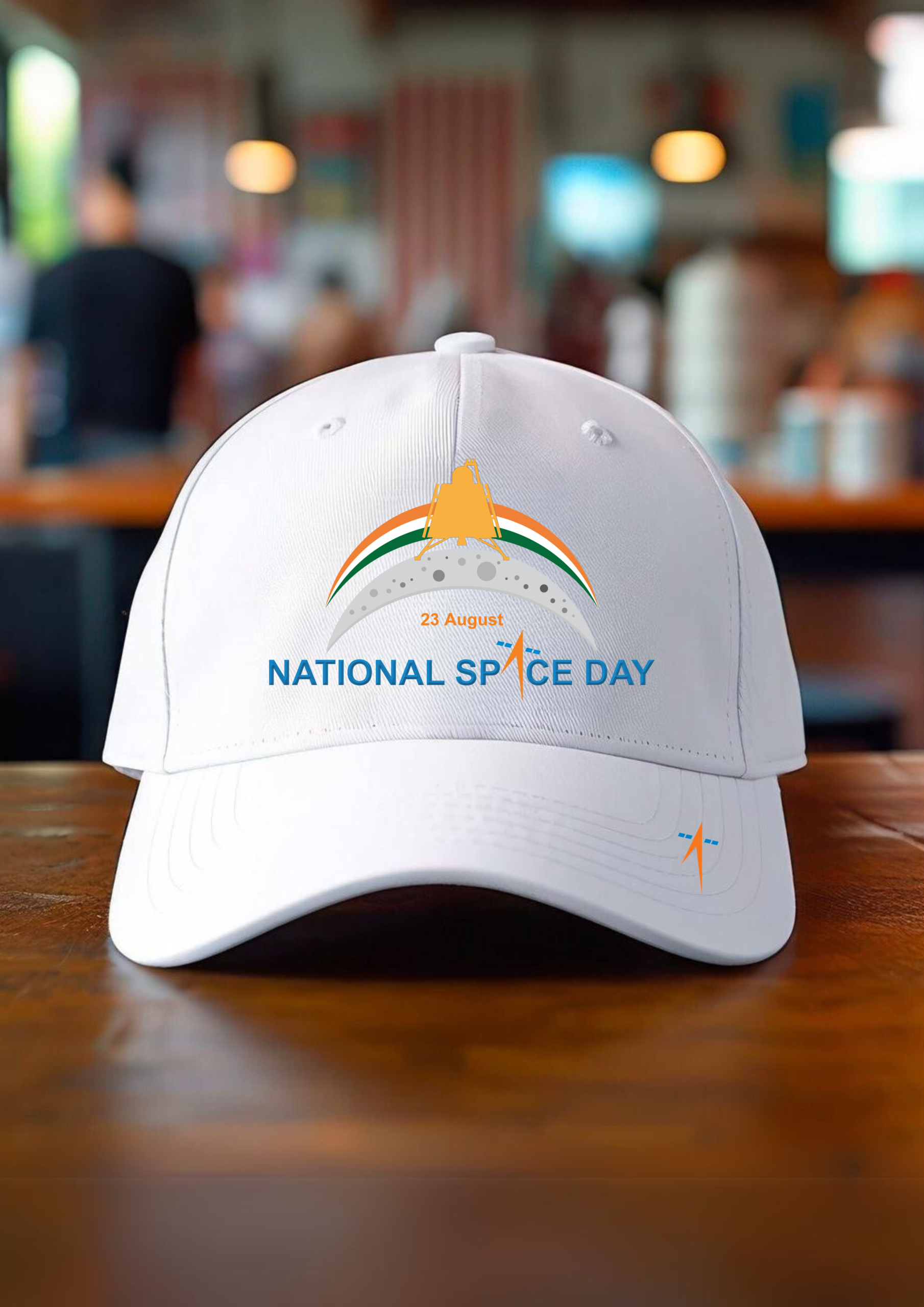 National Space Day (ISRO) Logo Printed Baseball Cap for Men and Women, Adjustable Fit (White)