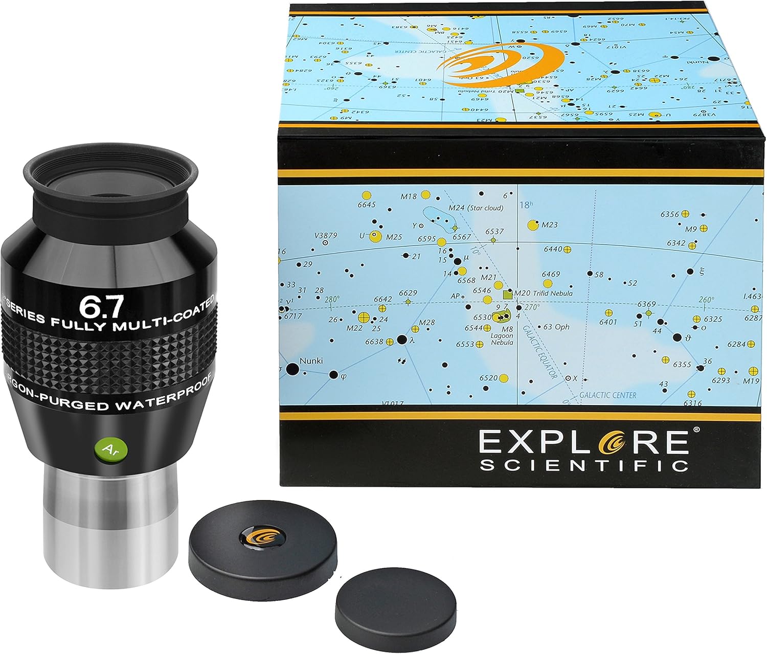 Explore Scientific 6.7mm (1.25") 82 ° AR eyepiece with high-quality multi-layer coating, waterproof with protective gas filled
