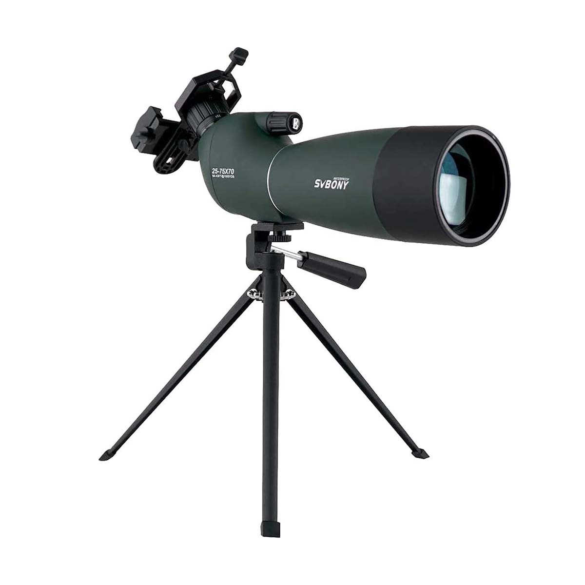 Svbony SV28 HD 25-75x70 Spotting Scope with Smartphone Adapter and Tripod