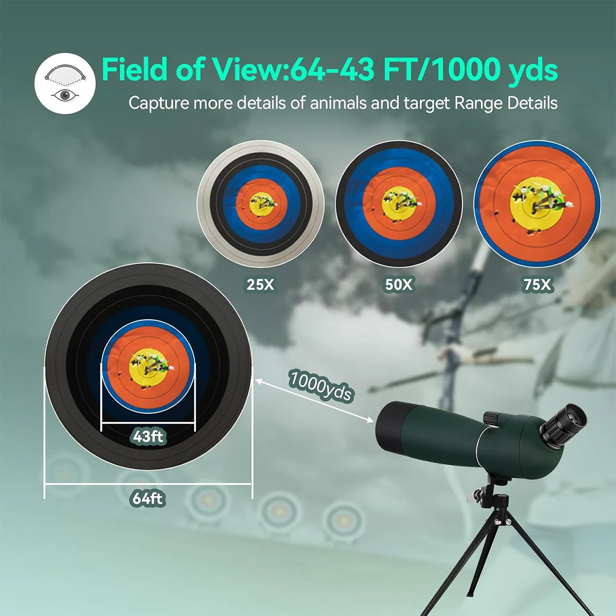 Svbony SV28 HD 25-75x70 Spotting Scope with Smartphone Adapter and Tripod - Image 2