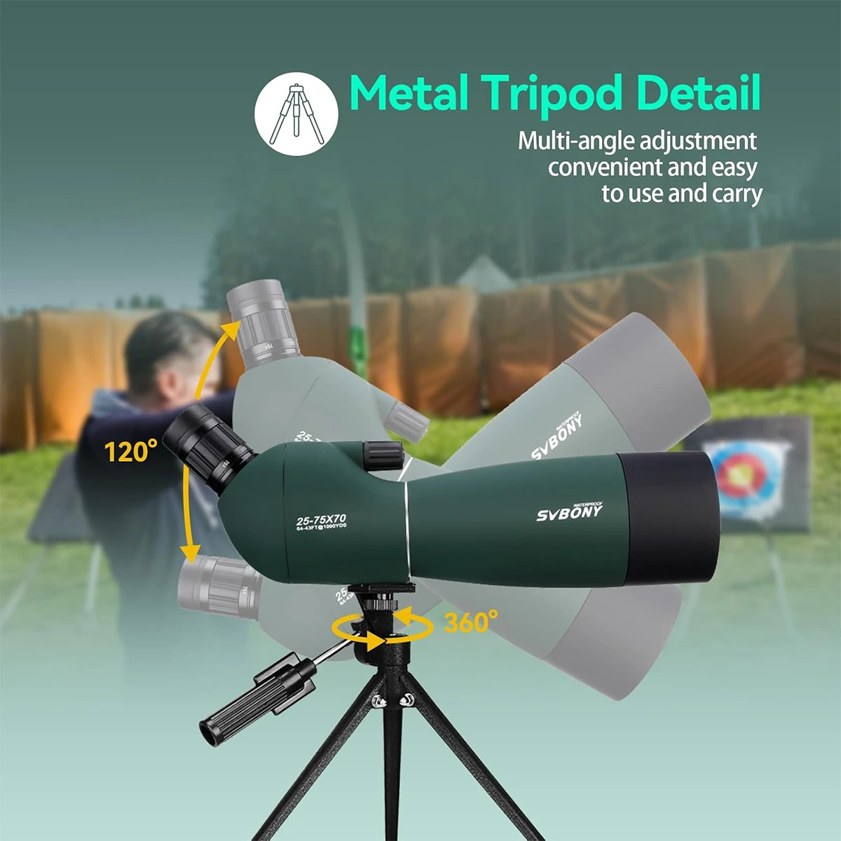 Svbony SV28 HD 25-75x70 Spotting Scope with Smartphone Adapter and Tripod - Image 6