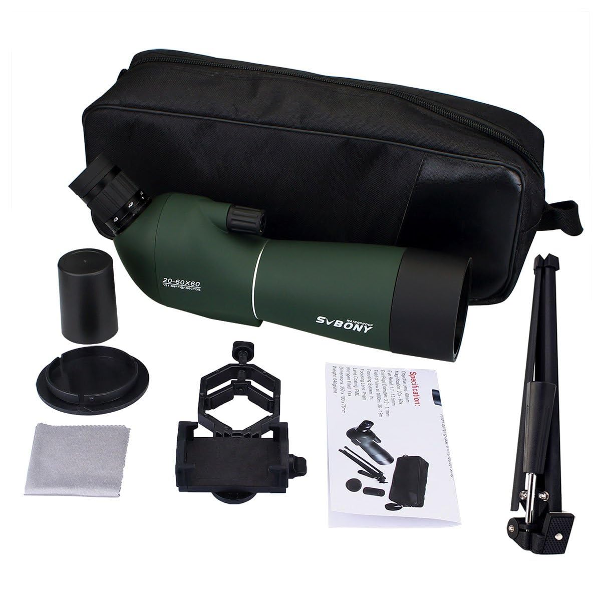Svbony SV28 20-60X60 Spotting Scope with Smartphone Adapter and Tripod - Image 4
