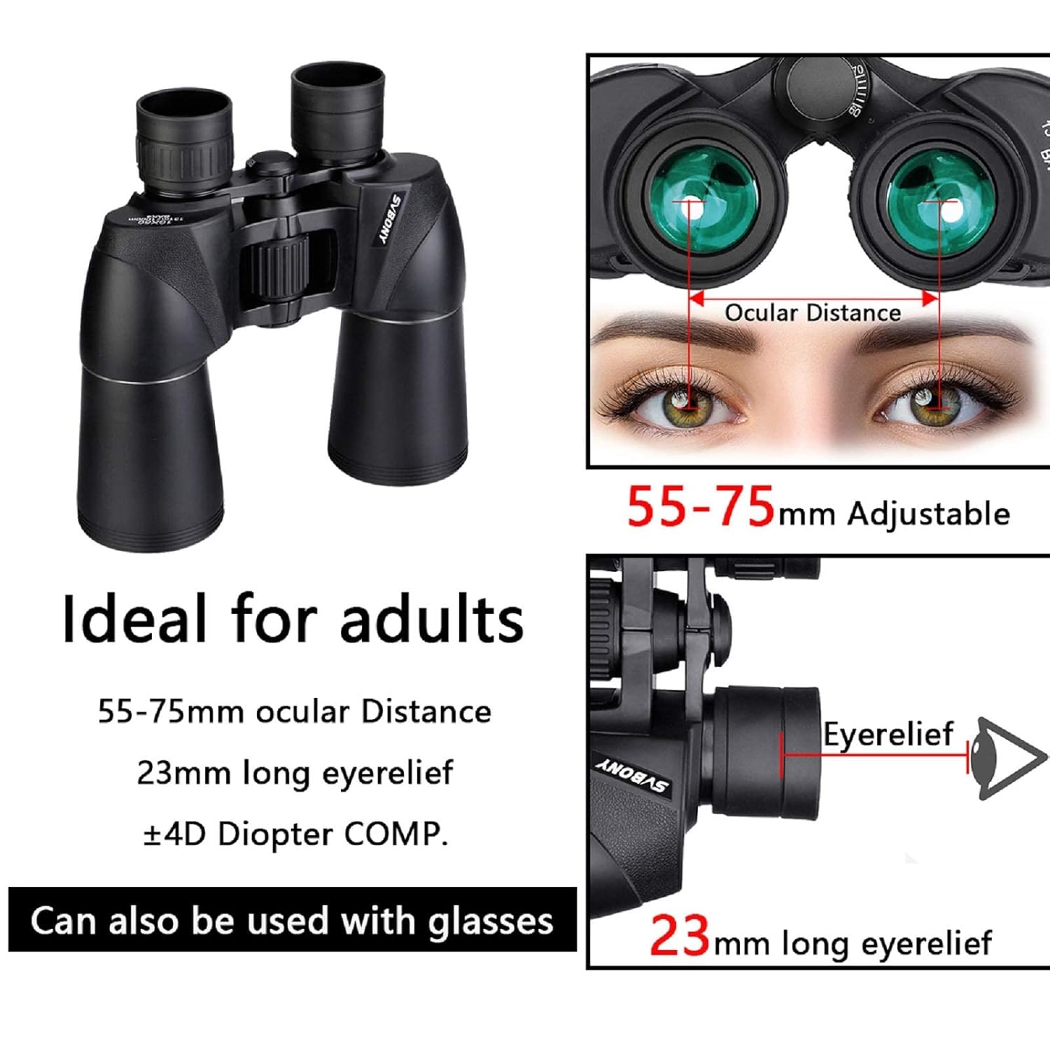 Svbony SV206 10X50 Porro Binoculars - Image 4