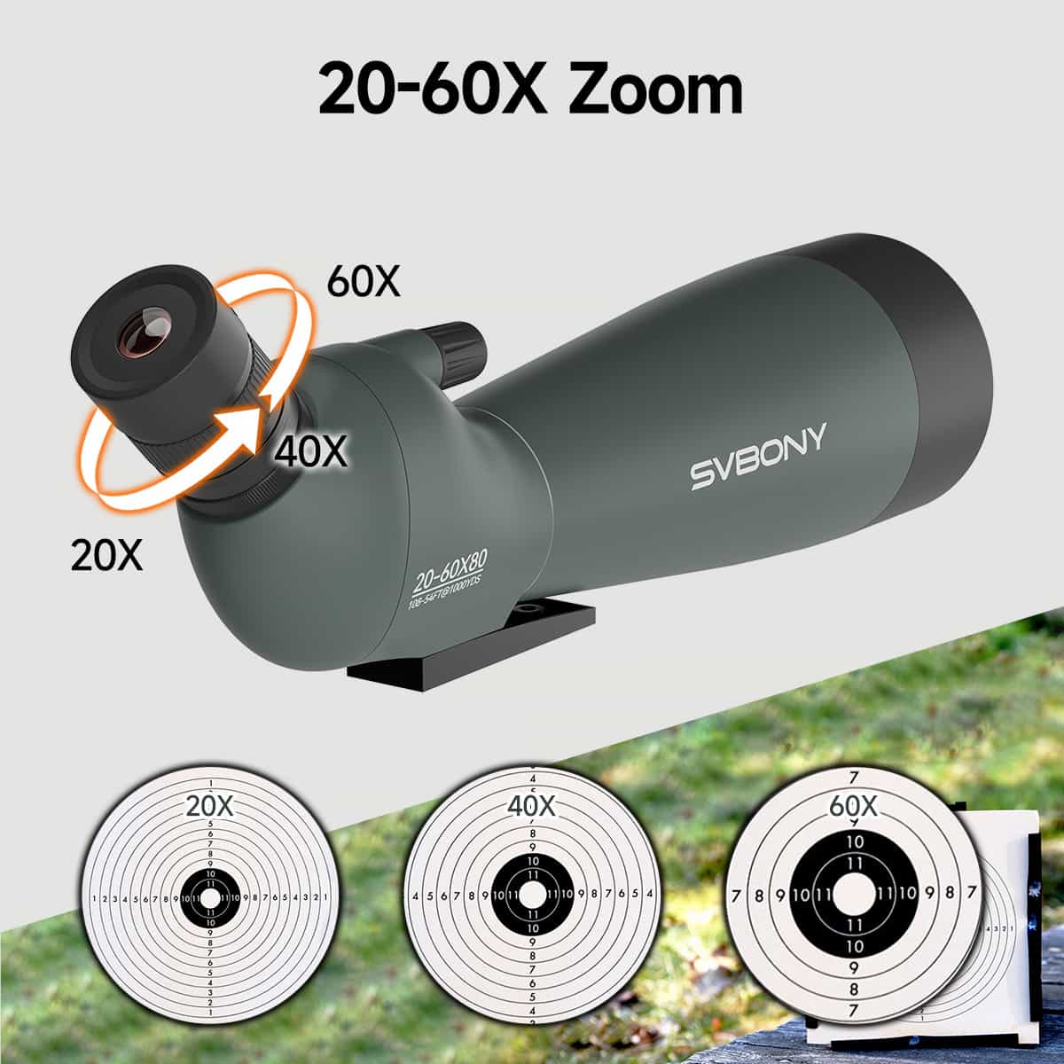 Svbony SV28A 20-60X80 Spotting Scope with Smartphone Adapter and Tripod - Image 2