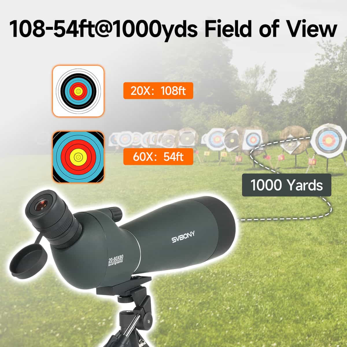 Svbony SV28A 20-60X80 Spotting Scope with Smartphone Adapter and Tripod - Image 7