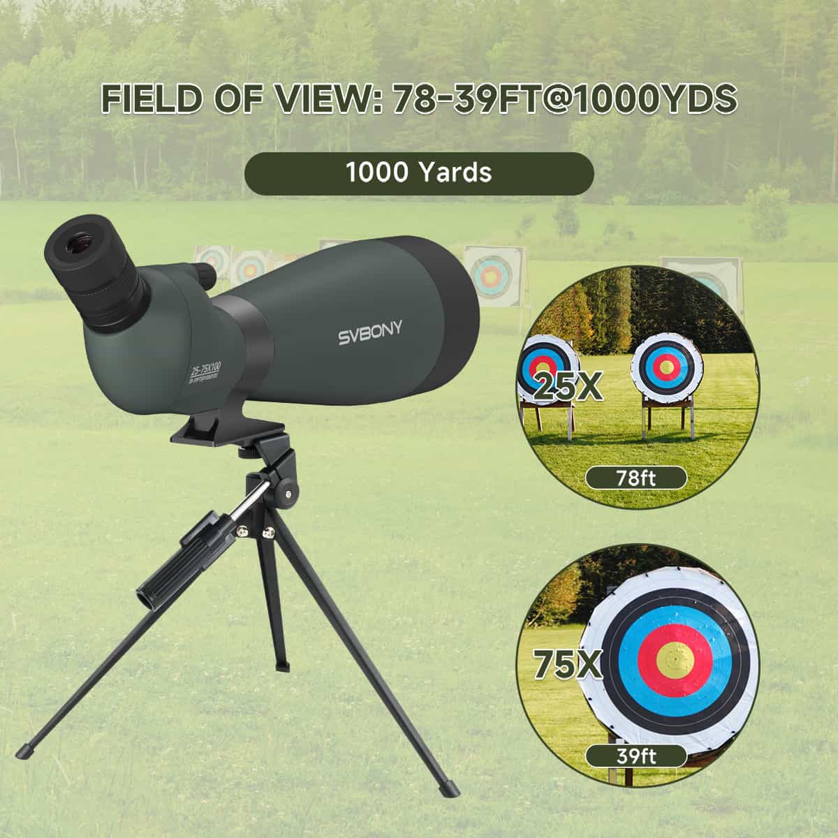 Svbony SV28A 25-75X100 Spotting Scope with Smartphone Adapter and Tripod - Image 7