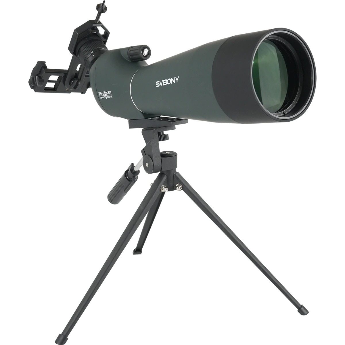 Svbony SV28A 20-60X80 Spotting Scope with Smartphone Adapter and Tripod