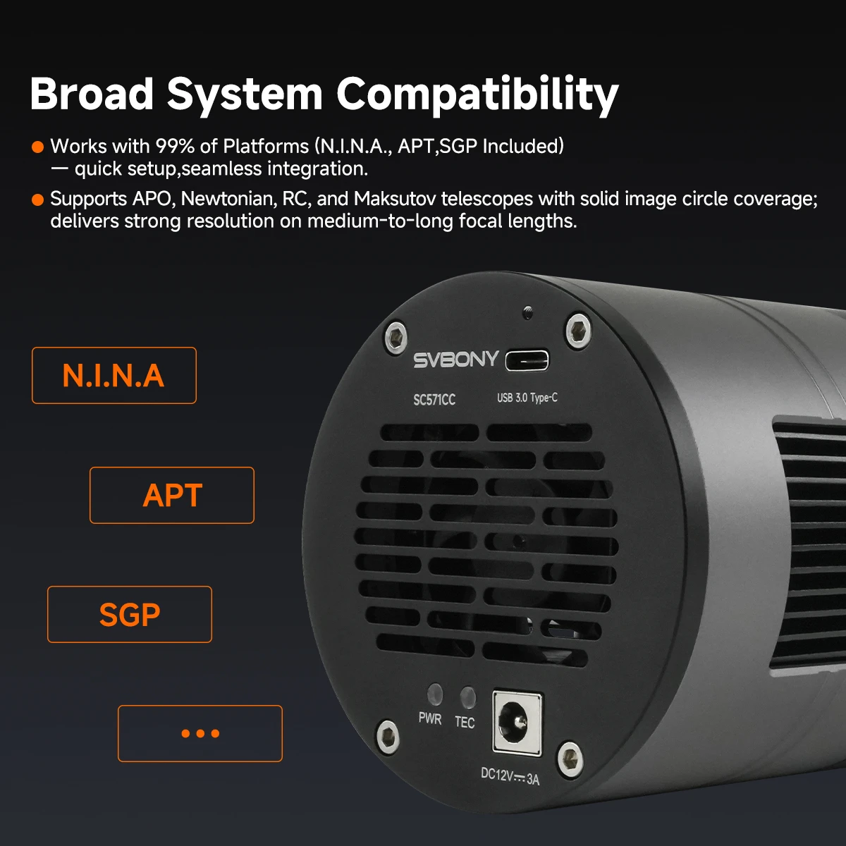 SVBONY SC571CC APS-C Color Cooled Astronomy Camera - Image 4