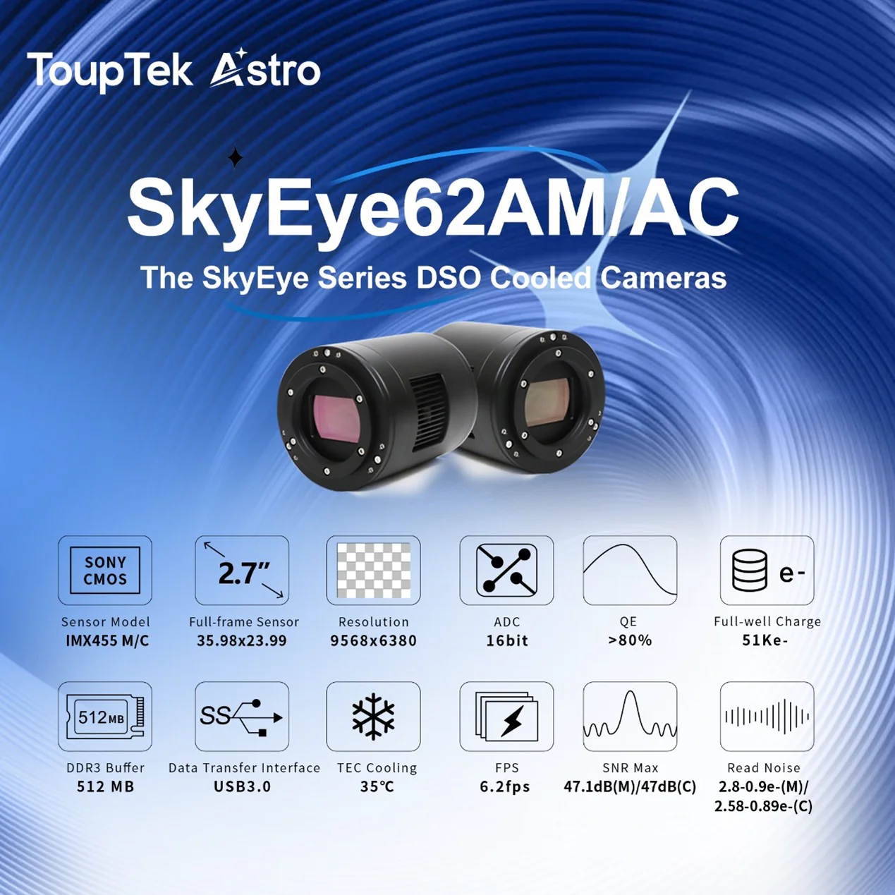 Touptek SkyEye62AM(IMX455M) Deep Sky (DSO) Cooled Camera - Image 6