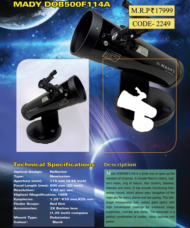 Dr. Mady Telescope | 114mm Tabletop Dobsonian Telescope - Image 2