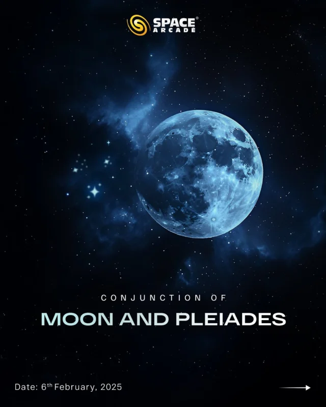 🌙✨ Moon & Pleiades Conjunction – A Celestial Dance! ✨🌌

On February 6th, 2025, witness the Moon align beautifully with the sparkling Pleiades star cluster (Seven Sisters) in the constellation Taurus! A breathtaking cosmic view awaits! 🌠

📅 Date: February 6th, 2025
🕗 Best Time: After sunset until midnight
🔭 Where to Look: Overhead, moving towards the west

Grab your binoculars or telescope to experience this stunning celestial pairing up close! 🔭✨

#MoonAndPleiades #CelestialConjunction #StargazingNights #TelescopeViews #ExploreTheUniverse #SpaceArcade #AstronomyLovers #NightSkyMagic #NASA #ISRO #SpaceIndia