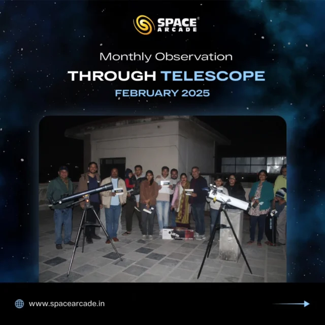 🌌✨ Telescope Observation Glimpses – February 2025 ✨🔭

Swipe ➡️ to relive the mesmerizing moments from our February stargazing night! From planetary alignments to deep-sky marvels, our telescopes captured the universe in all its glory. 🌠✨

A big thank you to all the stargazers who joined us under the cosmic sky! 🌙 Don’t miss out on our next celestial adventure—stay tuned for more. 🚀

#FebruaryObservations #TelescopeGlimpses #StargazingNights #CosmicWonders #SpaceArcade #ExploreTheUniverse #TelescopeViews #AstronomyLovers #SpaceIndia