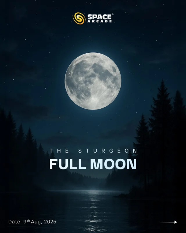Sturgeon Full Moon 9th August 2025 

This August, the night sky gifts us a celestial beauty — the Sturgeon Full Moon 🌕.
Named by Native American tribes after the abundance of sturgeon fish caught during this season, it carries the spirit of prosperity, harvest, and nature’s generosity.

🔭 Don’t forget your telescope — the details on the lunar surface will be stunning!

#SturgeonMoon #FullMoon2025 #CelestialWonder #MoonMagic #SpaceArcade #Stargazing #AugustMoon #LunarBeauty