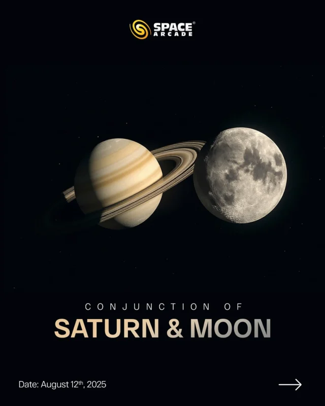 🌙✨ Moon Meets Saturn – A Celestial Date! 🪐

On 12th August 2025, watch the Moon and Saturn rise together in the constellation Pisces, just 3.5° apart.

Visible from 9:00 PM till sunrise, this cosmic pair will light up the eastern sky.
🔭 Use a telescope to admire Saturn’s rings and the Moon’s craters in stunning detail!

#MoonAndSaturn #CelestialConjunction #Stargazing #AstronomyLovers #SpaceArcade #PiscesConstellation