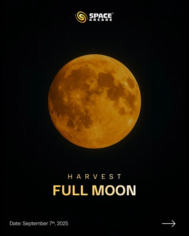 On 7th September 2025, the sky glows with the Harvest Full Moon — the full moon nearest to the autumn equinox.

Traditionally, its golden light guided farmers in gathering their crops, and today, it shines as a symbol of abundance, balance, and new transitions.

Look east after sunset and soak in the magical glow of the Harvest Moon 🌾

#HarvestMoon #FullMoonMagic #CelestialEvents #Stargazing #SeptemberSky #SpaceArcade