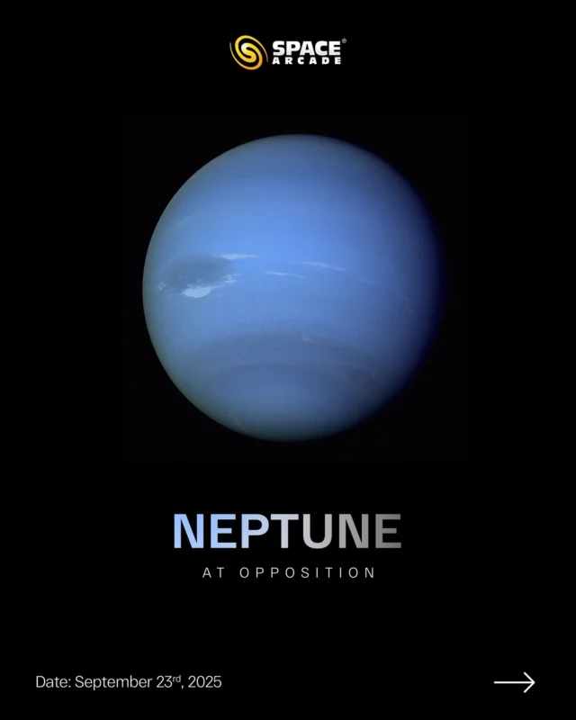 Neptune at Opposition! 🌌
Tonight, the distant ice giant lines up opposite the Sun, giving sky-watchers a rare chance to glimpse its bluish beauty through a telescope. 🔭

Date: 23rd September 2025
Time: 6:30 PM – Sunrise
Direction: East to West
Constellation: Pisces

Don’t miss this cosmic event, Neptune won’t wait! 💙

#Neptune #Opposition #Skywatching #Stargazing #TelescopeViews #Pisces #AstronomyLovers #NightSky #PlanetWatch #CosmicEvent #SpacePhotography #AstronomyCommunity #SpaceArcadeIndia #explore