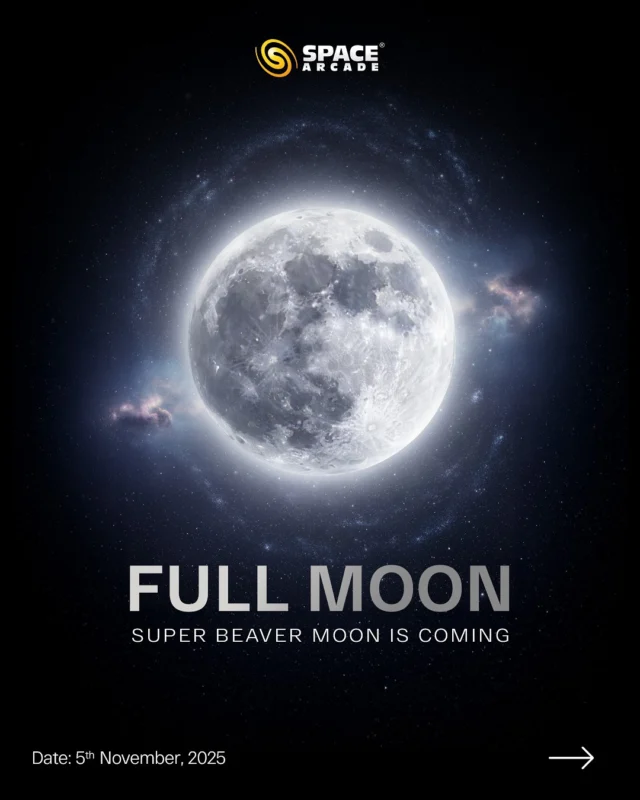 Get ready for the Super Beaver Moon! 

On November 5th, the closest Full Moon of the year will light up the sky bigger, brighter, and absolutely breathtaking! 🌙

🔭 It’s “super” because it happens near Perigee, when the Moon is closest to Earth  appearing up to 16% brighter and 7% larger than usual!
Fun fact: Its name, Beaver Moon, comes from the time when beavers built their winter dams.
Don’t miss Moonrise right after sunset — the view will be truly magical!

#FullMoon #AstronomyLovers #Spacearcade  #ISRO #NASA #NightSky #MoonMagic #Stargazing #supermoon