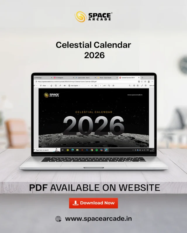 Your Celestial Calendar 2026 is here! 🌌✨

Plan your year under the stars with all the major sky events, meteor showers, eclipses, and planetary highlights in one place. Whether you’re a beginner skywatcher or a hardcore astronomy lover, this calendar is your ultimate guide to the night sky. 🔭🌠

📥 Download the FREE PDF now from our website
🌐 www.spacearcade.in

Don’t miss a single cosmic moment in 2026 — the universe has a schedule, and now you do too.

#SpaceArcade #CelestialCalendar2026 #AstronomyLovers #StargazingIndia #NightSkyGuide