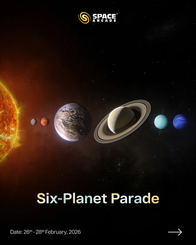 Six Planets. One Sky. One Rare Cosmic Show. 🌌✨

From 26th to 28th February 2026, the night sky brings an incredible Six-Planet Parade where Mercury, Venus, Saturn. Neptune, Uranus and Jupiter appear lined up from the western horizon to eastern sky (in sequence)

Step outside just after sunset, look towards the western sky to eastern, and witness the planets sharing the same stage in the universe.

Don’t just read about it — experience it. 🔭

📅 26–28 February 2026
🌌 Best time: After sunset
📍 Look towards the western sky, move across eastern

Save this post and tag your stargazing partner. ✨

#PlanetParade #AstronomyEvents #SixPlanetAlignment #StargazingIndia #SpaceArcade NightSky LookUp TelescopeLife