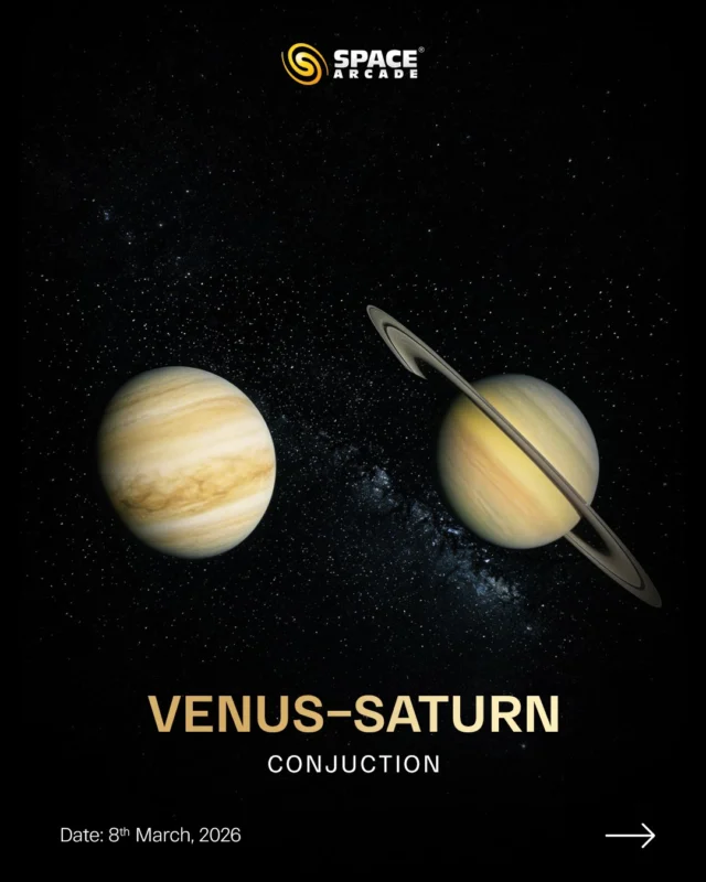 On 8th March 2026, watch Venus and Saturn come close together in the evening sky, creating a stunning planetary  conjunction.

Venus will shine brilliantly as the brightest object in the sky, while Saturn glows nearby with its soft golden light. A simple glance toward the western sky just after sunset is all it takes to witness this cosmic pairing.

#spacearcade #Venus #saturn #stars #Astronomy