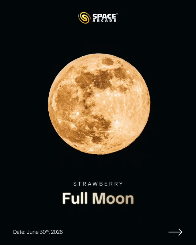 Although called the Strawberry Moon, its color usually remains the familiar silver-white.

The name celebrates the arrival of the strawberry harvest—not the Moon’s appearance.

📅 30th June 2026
Don’t miss June’s glowing Full Moon!

#SpaceArcade #StrawberryMoon #FullMoon #June2026 #Astronomy Stargazing NightSky MoonPhotography LookUp SpaceLovers 🌕