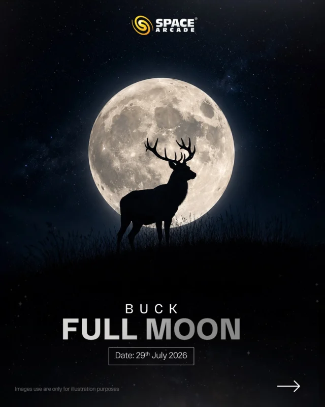 The Buck Moon rises on 29th July 2026, illuminating the night sky with its brilliant glow. Named after the time of year when male deer begin growing new antlers, this full moon symbolizes growth, renewal, and nature’s incredible cycle.

Whether you’re admiring it with the naked eye or exploring its craters through a telescope, the Buck Moon promises a spectacular night under the stars.

📅 Date:  29th July 2026
🕒 Best Time: After moonrise through the night
📍 Direction: Eastern sky at moonrise

Save this post, step outside, and experience one of July’s most beautiful celestial events. 🔭✨

#SpaceArcade #BuckMoon #FullMoon #Moon #Astronomy Stargazing NightSky Skywatching CelestialEvent SpaceLovers ExploreTheUniverse LookUp